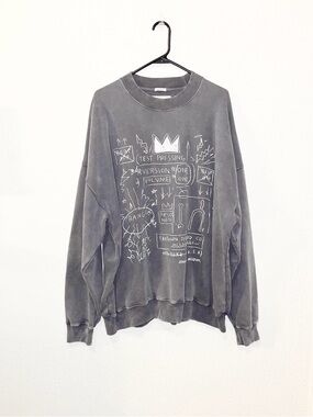 Abercrombie & Fitch Charcoal Gray Graphic Crewneck Sweatshirt SZ- XL/Oversized